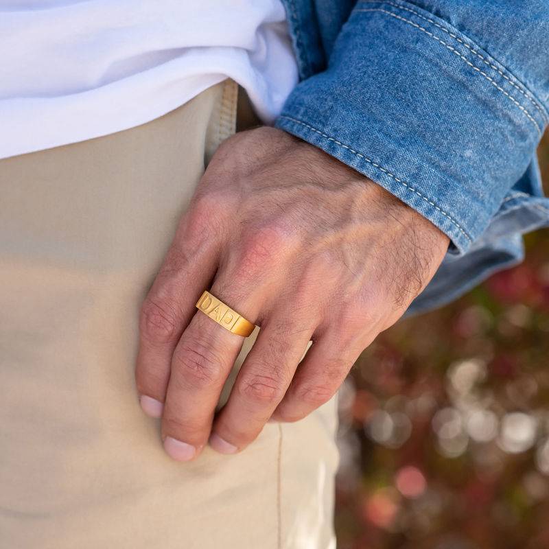 Dad Ring with Backside Engraving in 18ct Gold Plating-3 product photo