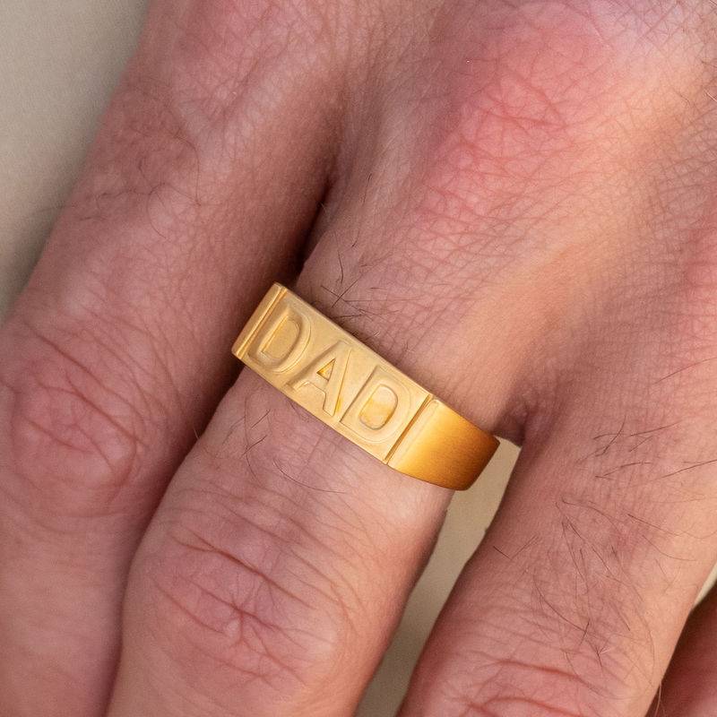 Dad Ring with Backside Engraving in 18ct Gold Plating-1 product photo