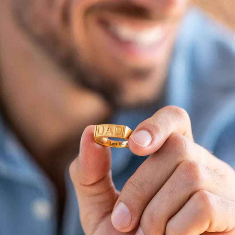 Dad Ring with Backside Engraving in 18ct Gold Plating-4 product photo