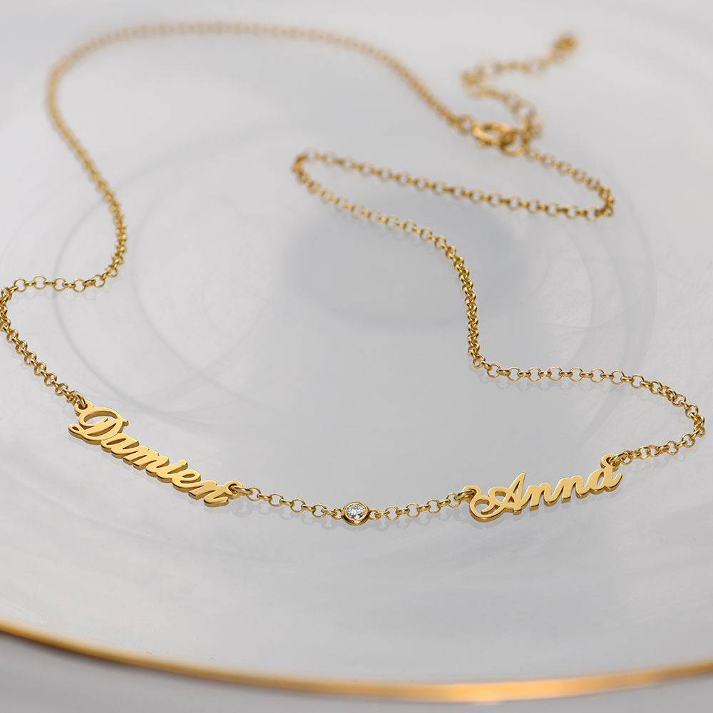 Heritage Multiple Name Necklace with Diamonds in 18ct Gold Plating-4 product photo