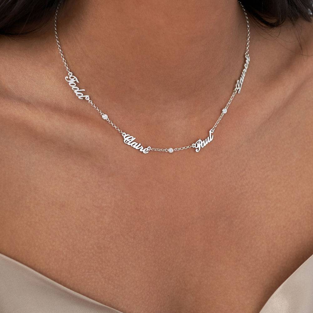 Heritage Multiple Name Necklace with Diamonds in Sterling Silver-4 product photo