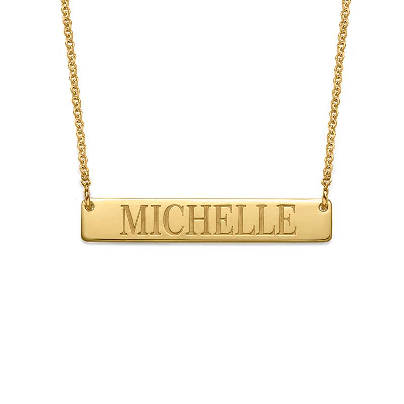 Engraved Horizontal Bar Necklace in 18ct Gold Plating-1 product photo