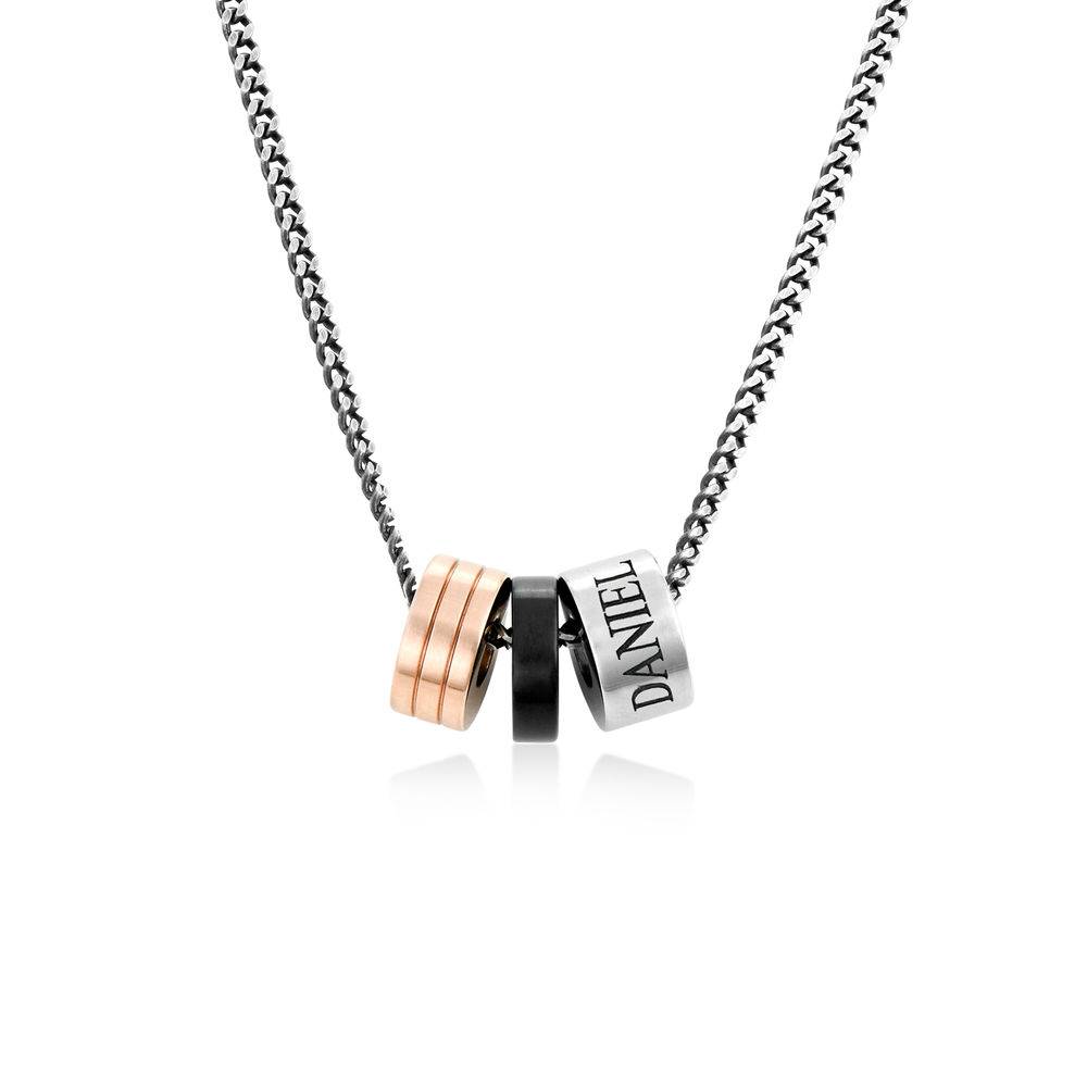 Engraved Beads Necklace for Men in Stainless Steel-2 product photo