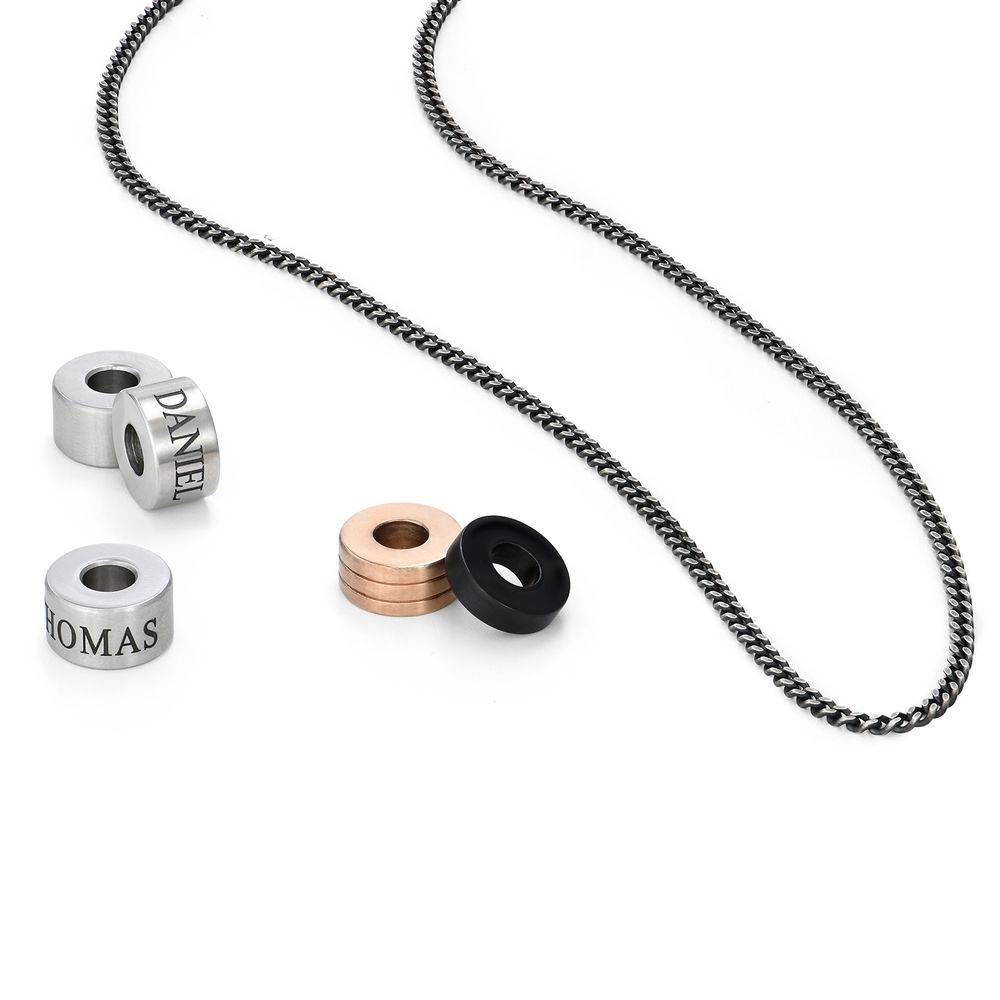Engraved Beads Necklace for Men in Stainless Steel-1 product photo
