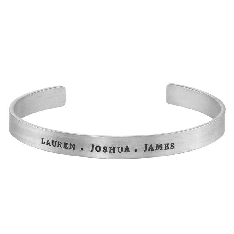 Engraved Men Cuff Bracelet in Silver-4 product photo