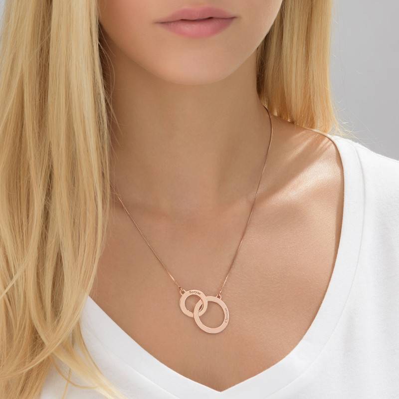 Engraved Eternity Circles Necklace in 18ct Rose Gold Plating-2 product photo