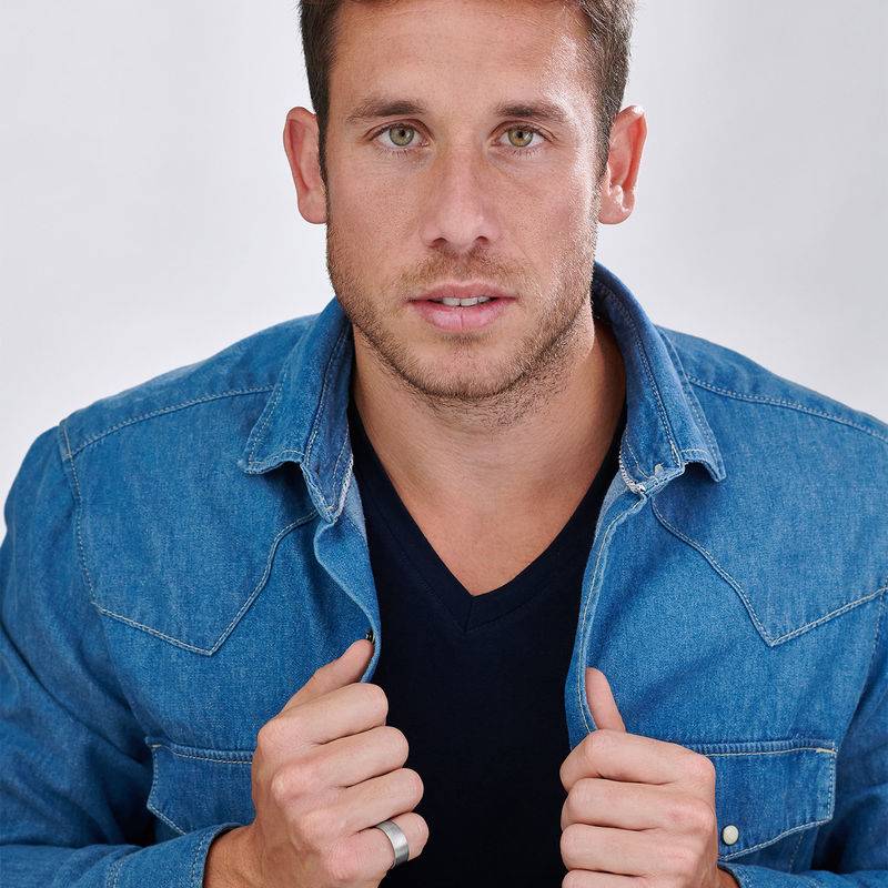 Engraved Men's Classic Band Promise Ring in Stainless Steel-1 product photo