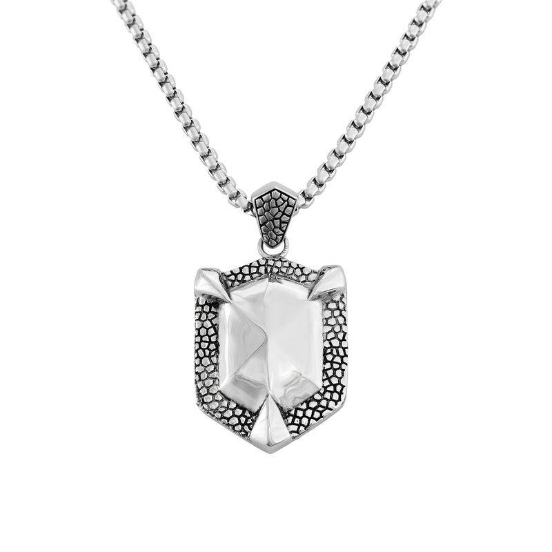 Engraved Shield Necklace for Men-2 product photo