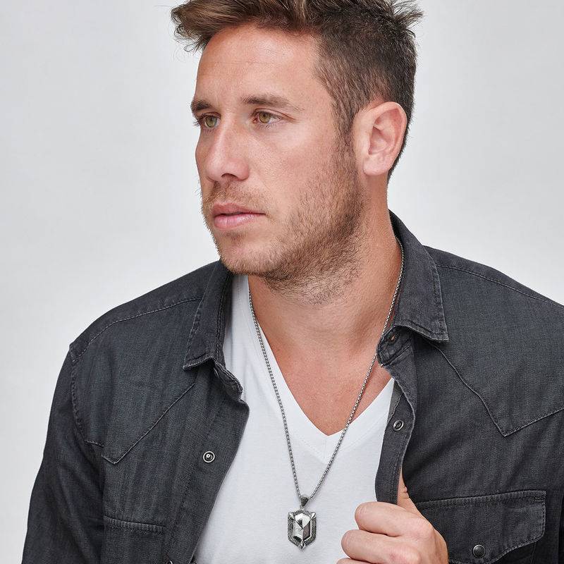Engraved Shield Necklace for Men-4 product photo