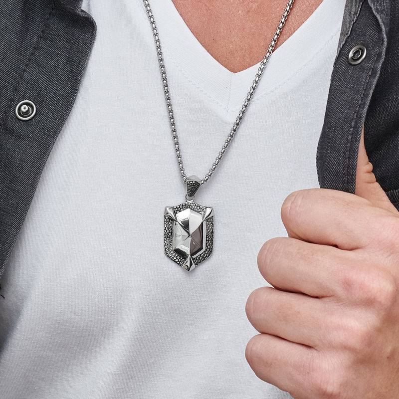 Engraved Shield Necklace for Men-1 product photo
