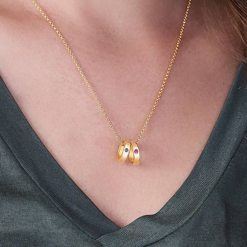 Mother Ring Necklace with Engraving in 18ct Gold Plating-2 product photo