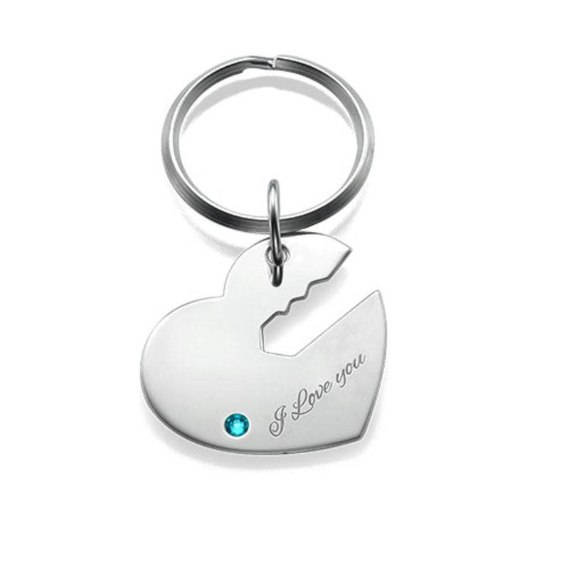Heart and Key Keychain for Couples in Sterling Silver-2 product photo