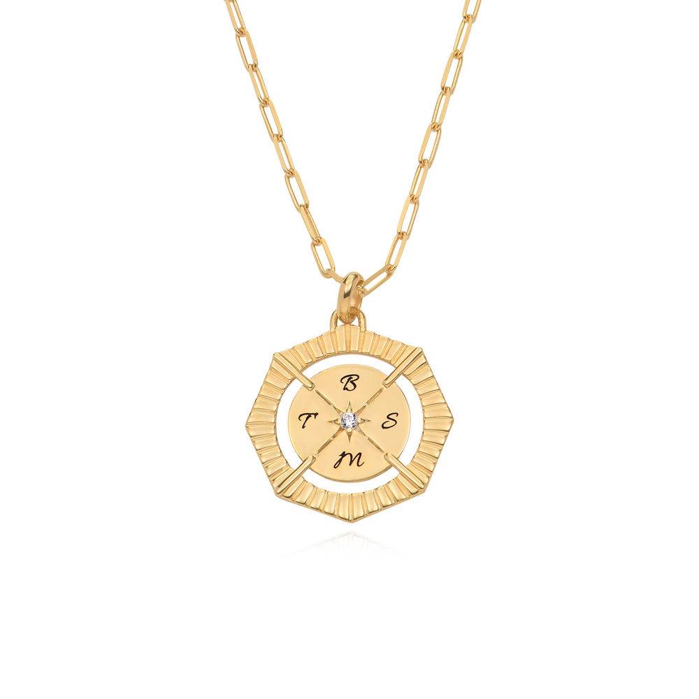 Crown Compass Necklace with Cubic Zirconia in 18ct Gold Vermeil-1 Crown Compass Necklace with Cubic Zirconia in 18ct Gold Vermeil-1 product photo