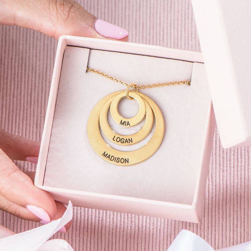 Personalised Jewellery for Mums -Three Disc Necklace in 18ct Gold Plating-4 product photo