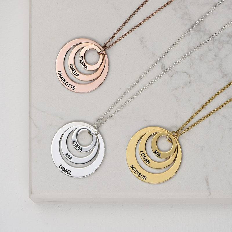 Personalised Jewellery for Mums -Three Disc Necklace in 18ct Rose Gold Plating-4 product photo