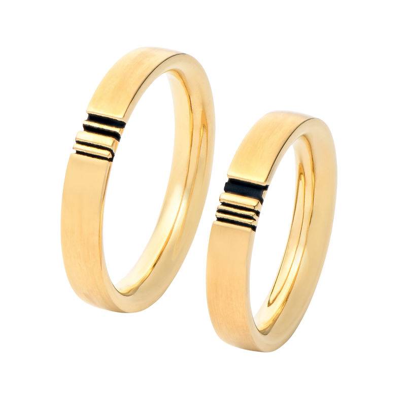 Matching Initial Couple's Promise Rings Set in Gold Plating-1 product photo