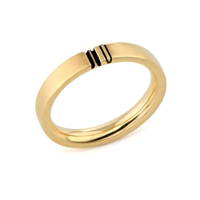 Matching Initial Couple's Promise Rings Set in Gold Plating-2 product photo