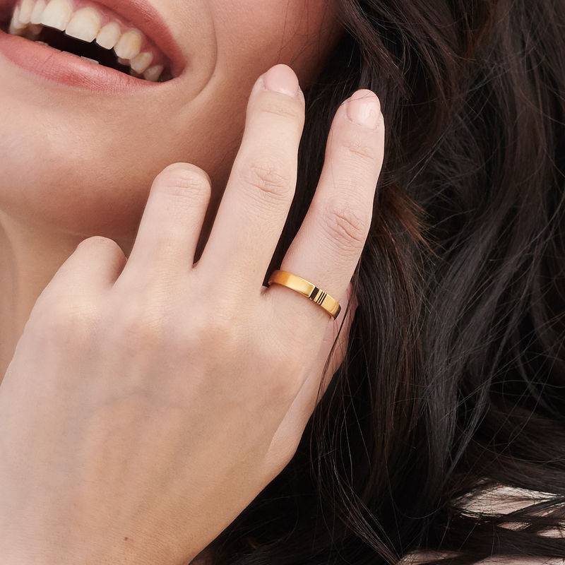 Matching Initial Couple's Promise Rings Set in Gold Plating-5 product photo
