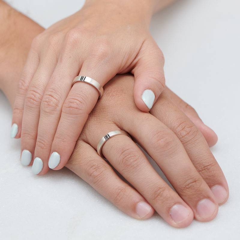 Matching Initial Couple's Promise Rings Set in Silver-5 product photo