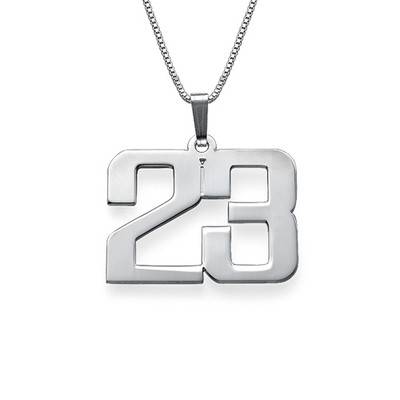 Men's Personalised Number Necklace in Sterling Silver-2 product photo