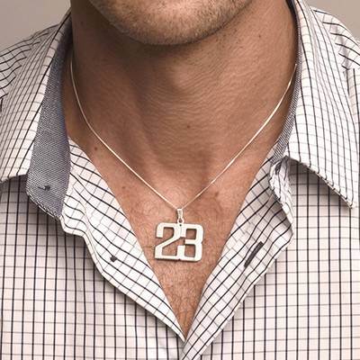 Men's Personalised Number Necklace in Sterling Silver-1 product photo