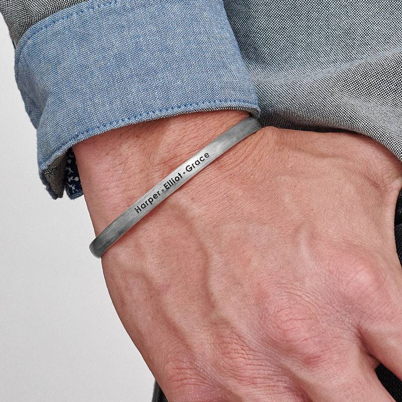 Men's Thin Cuff Bracelet in Sterling Silver-2 product photo