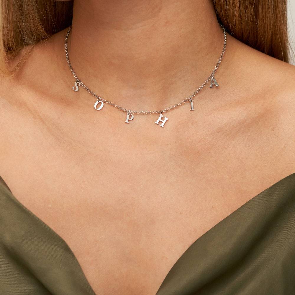 Initial Choker Name Necklace in Silver-1 Initial Choker Name Necklace in Silver-1 product photo
