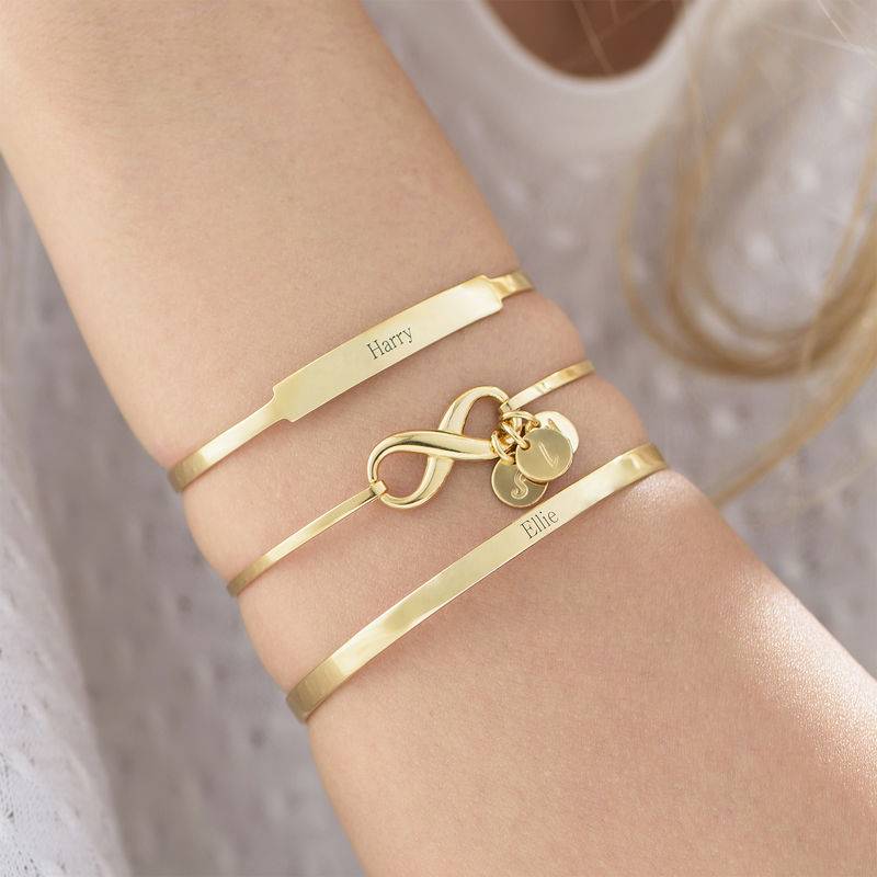 Open Name Bangle Bracelet in 18ct Gold Plating-4 product photo