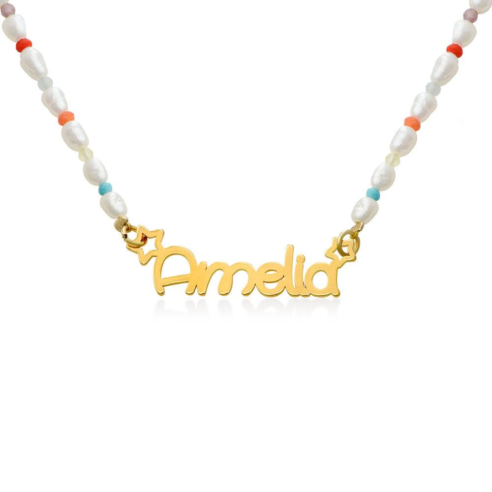 Pearl Candy Girl's Name Necklace in 18ct Gold Plating - Version-1 product photo
