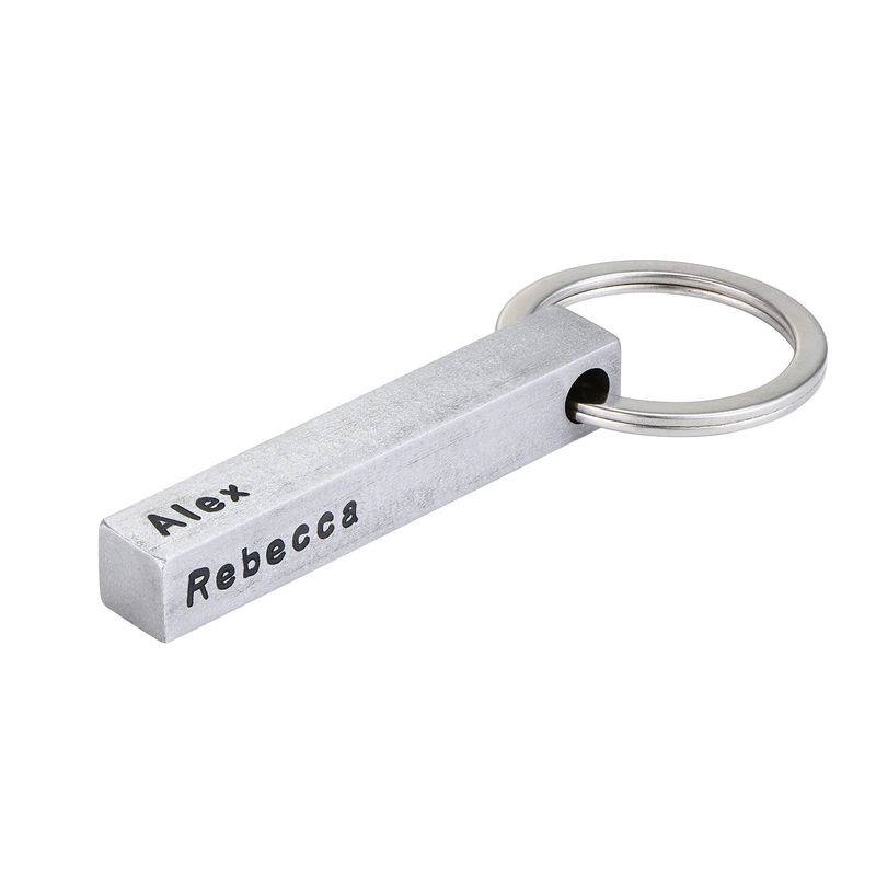 Personalised 3D Bar Keychain in Stainless Steel-3 product photo
