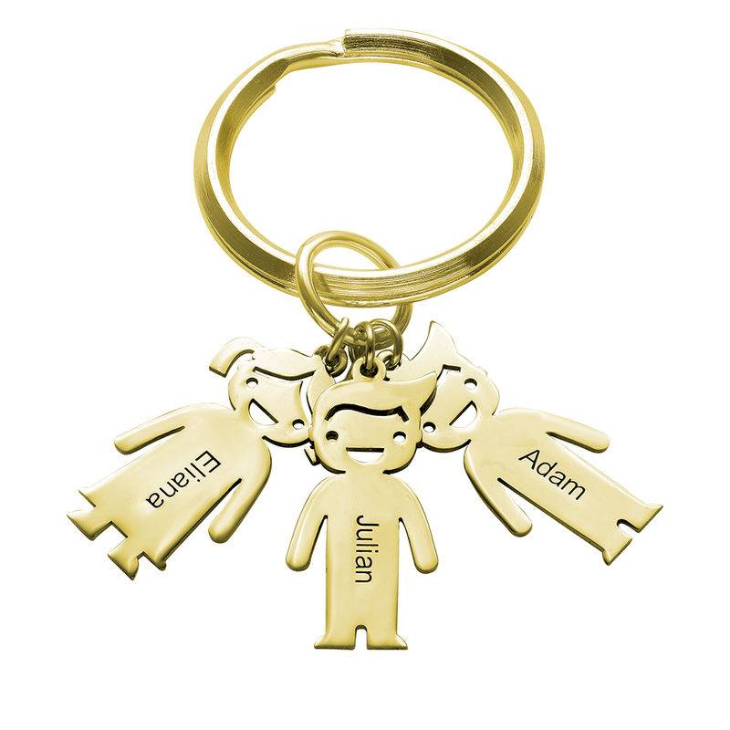 Personalised Keychain with Children Charms in 18ct Gold Plating-1 product photo