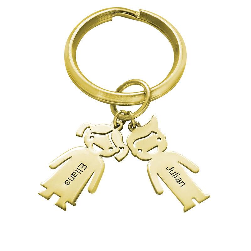 Personalised Keychain with Children Charms in 18ct Gold Plating-3 product photo