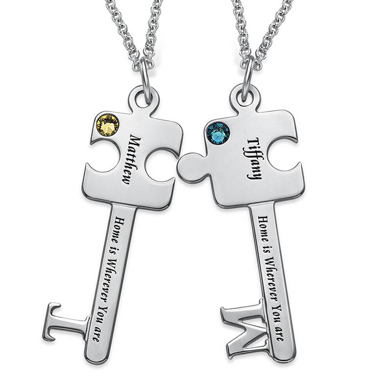 Personalised Puzzle Key Necklace Set in Sterling Silver-2 product photo