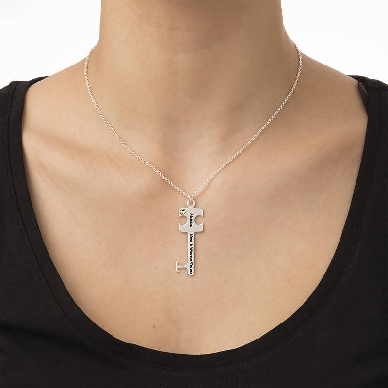 Personalised Puzzle Key Necklace Set in Sterling Silver-3 product photo