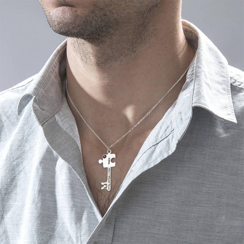 Personalised Puzzle Key Necklace Set in Sterling Silver-1 product photo