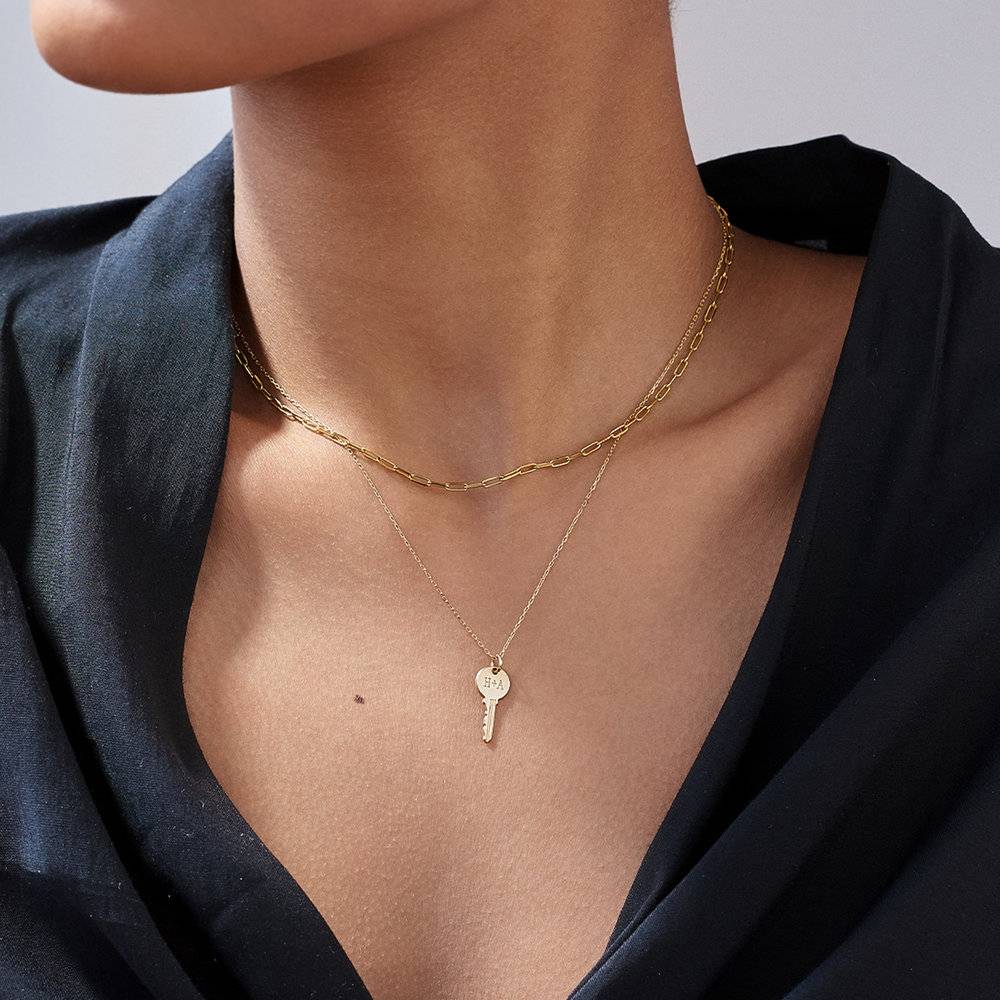 Paperclip Chain Necklace in 14ct Solid Yellow Gold-2 product photo