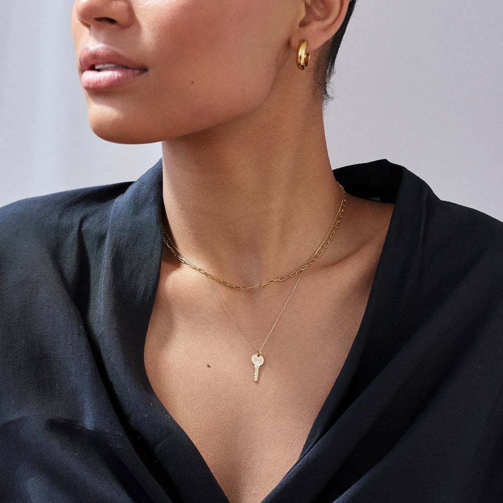 Paperclip Chain Necklace in 14ct Solid Yellow Gold-3 product photo