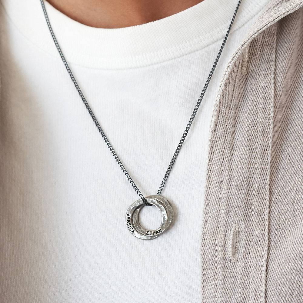 Russian Ring Necklace for Men Matte in Sterling Silver-2 product photo