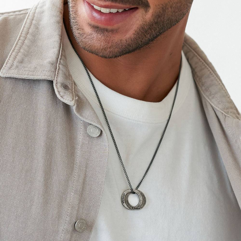 Russian Ring Necklace for Men Matte in Sterling Silver-1 product photo