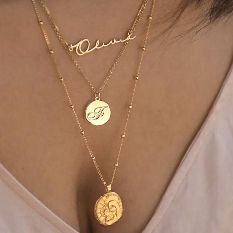 Script Initial Pendant Necklace in 18ct Gold Plating-4 product photo