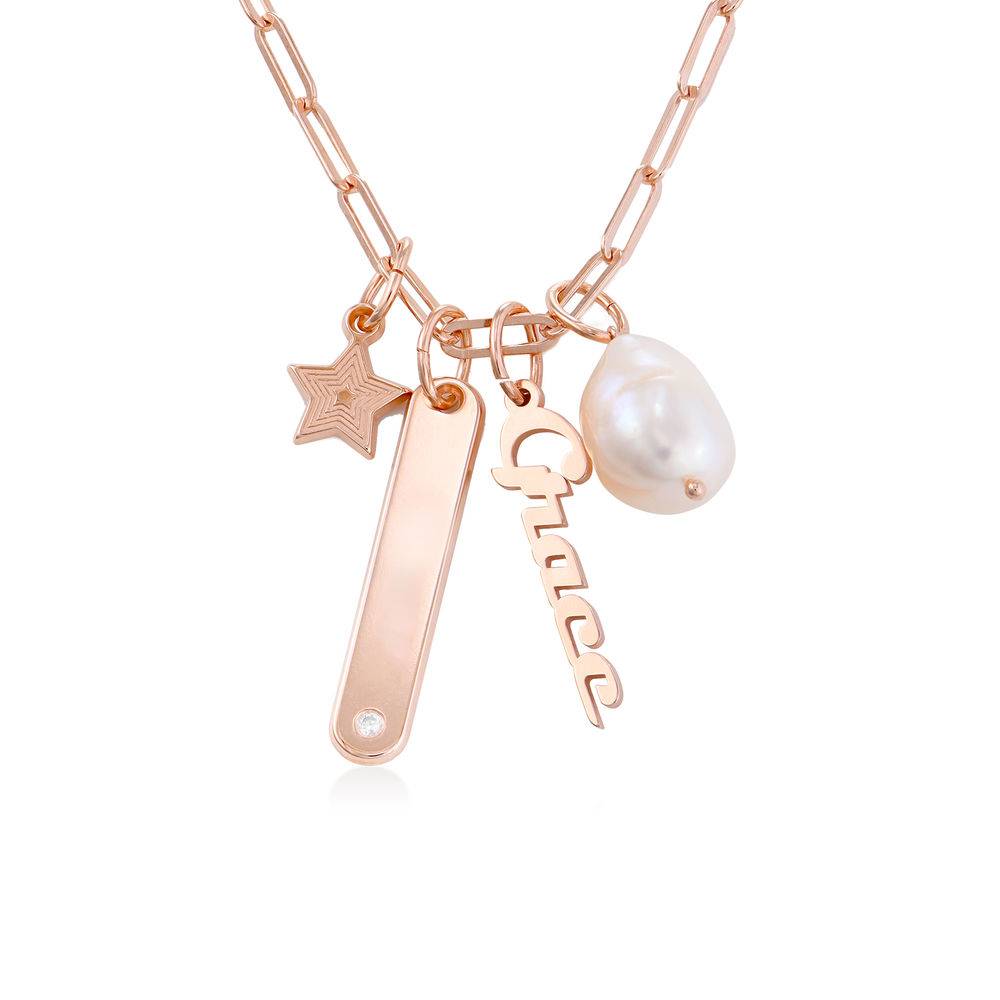Siena Paperclip Chain Name Necklace in 18ct Rose Gold Plating-1 product photo