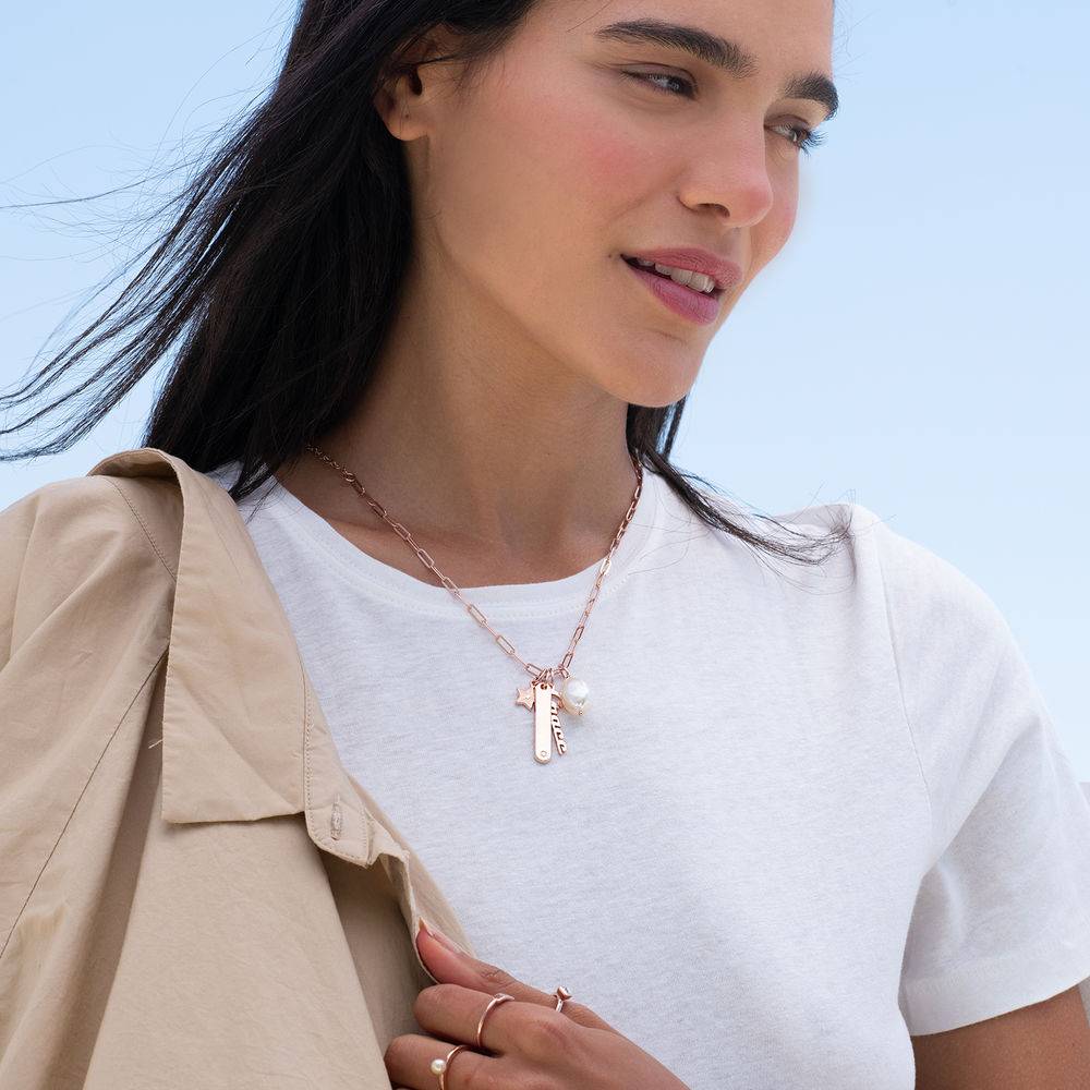 Siena Paperclip Chain Name Necklace in 18ct Rose Gold Plating-3 product photo