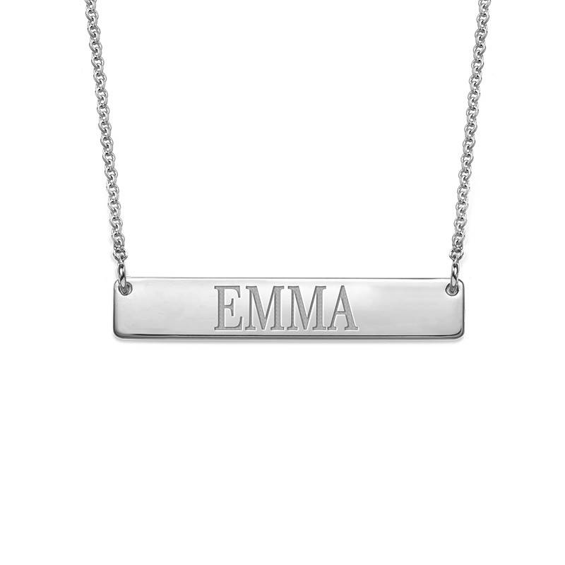 Engraved Horizontal Bar Necklace in Sterling Silver-2 product photo