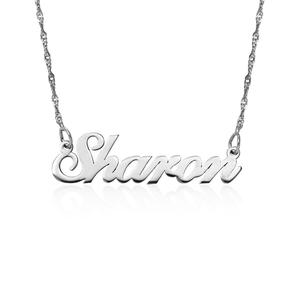 Tiny Classic Name Necklace in 14ct Solid White Gold - Version-4 product photo