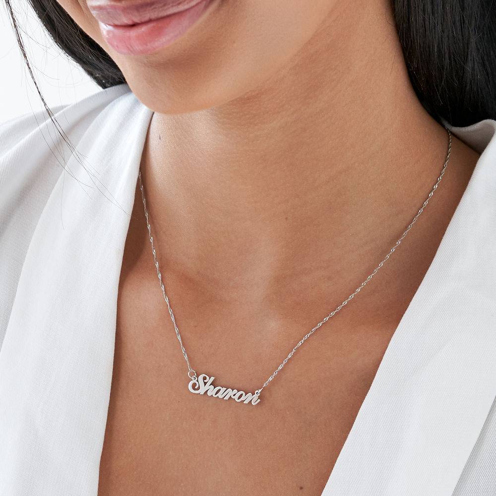 Tiny Classic Name Necklace in 14ct Solid White Gold - Version-2 product photo
