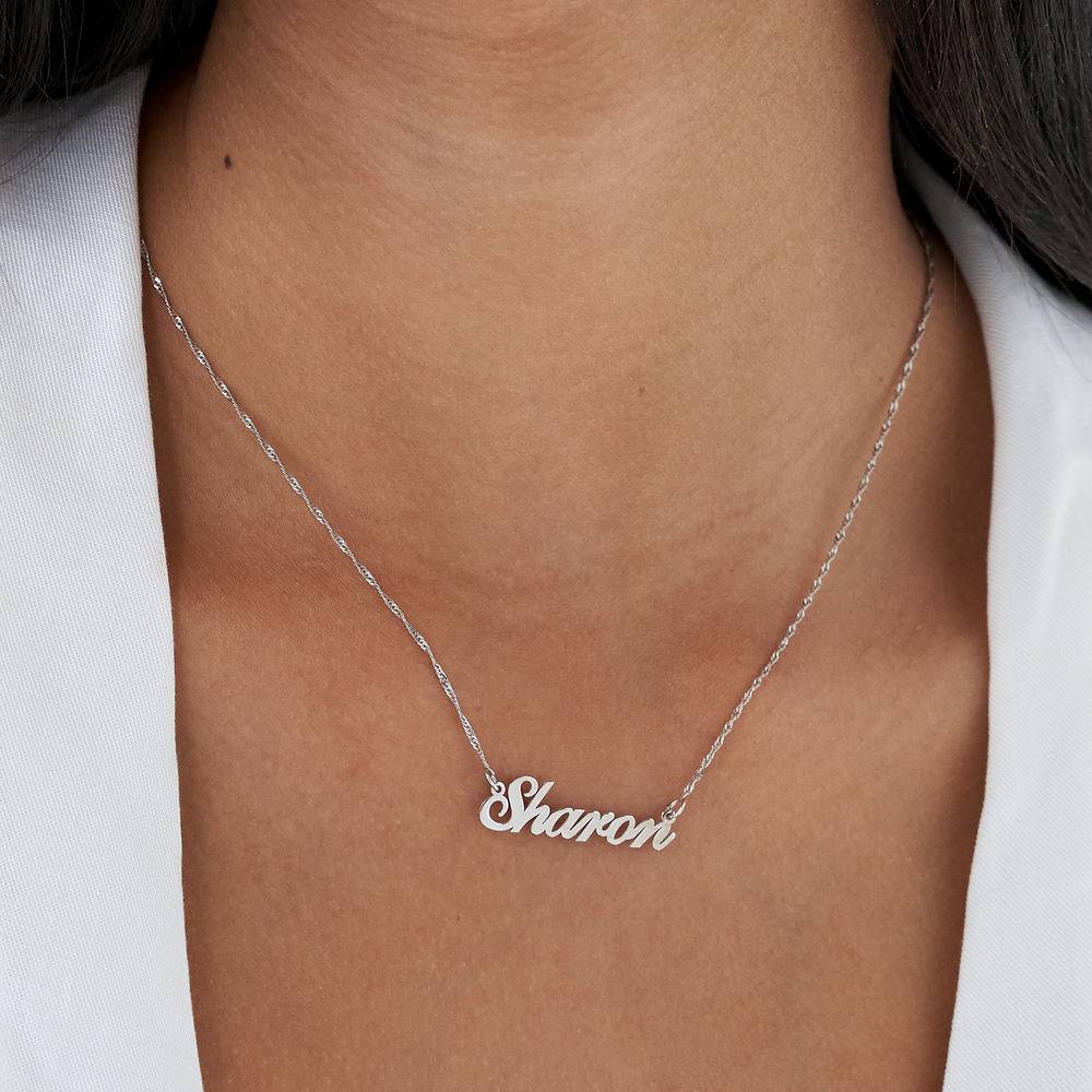 Tiny Classic Name Necklace in 14ct Solid White Gold - Version-3 product photo