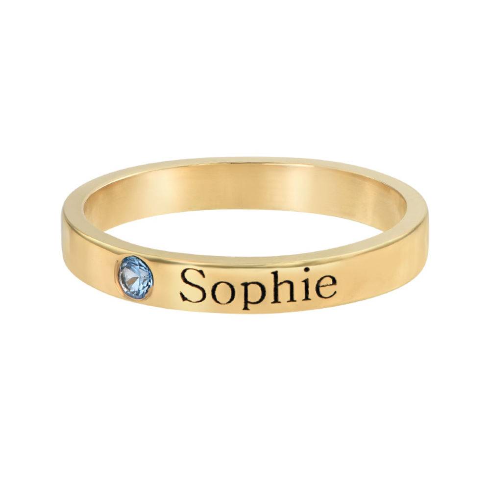 Stackable Birthstone Name Ring in 14ct Solid Yellow Gold - Version-6 Stackable Birthstone Name Ring in 14ct Solid Yellow Gold - Version-6 product photo
