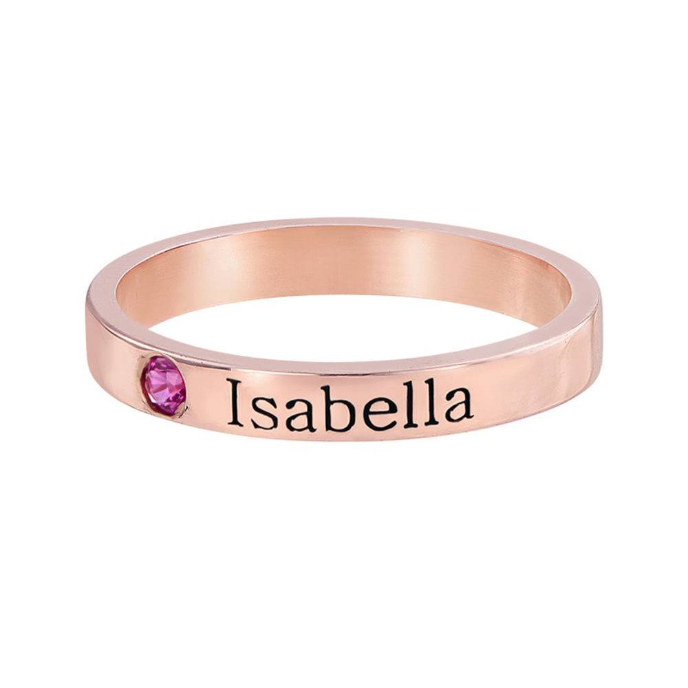 Stackable Birthstone Name Ring in 18ct Rose Gold Plating-4 Stackable Birthstone Name Ring in 18ct Rose Gold Plating-4 product photo