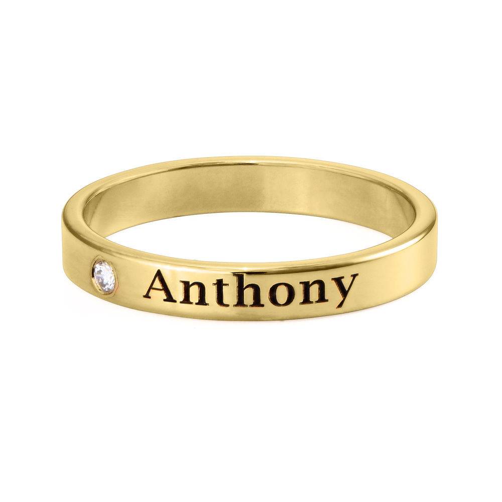 Stackable Diamond Name Ring in 18ct Gold Vermeil - Version-5 Stackable Diamond Name Ring in 18ct Gold Vermeil - Version-5 product photo