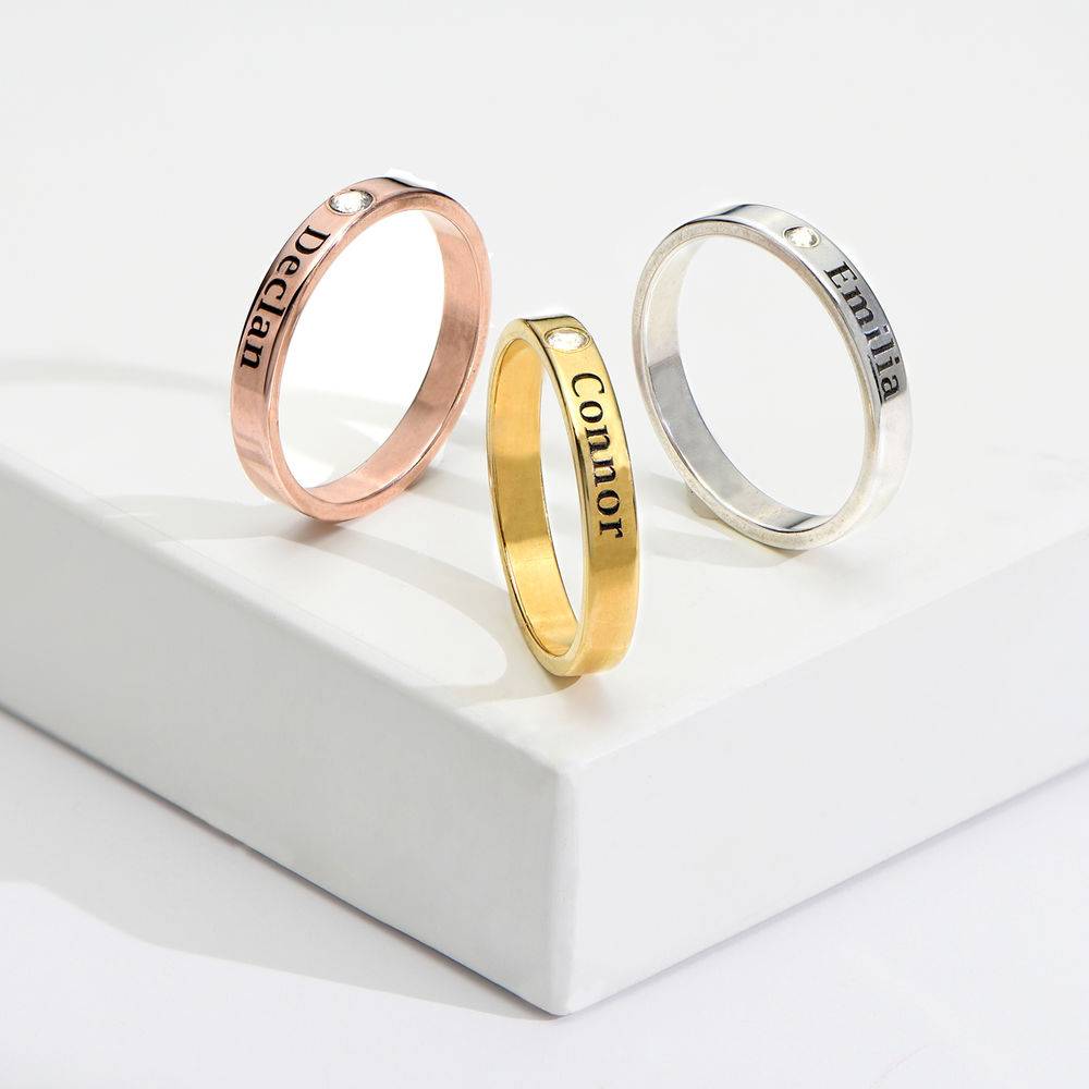 Stackable Diamond Name Ring in 18ct Gold Vermeil - Version-3 Stackable Diamond Name Ring in 18ct Gold Vermeil - Version-3 product photo